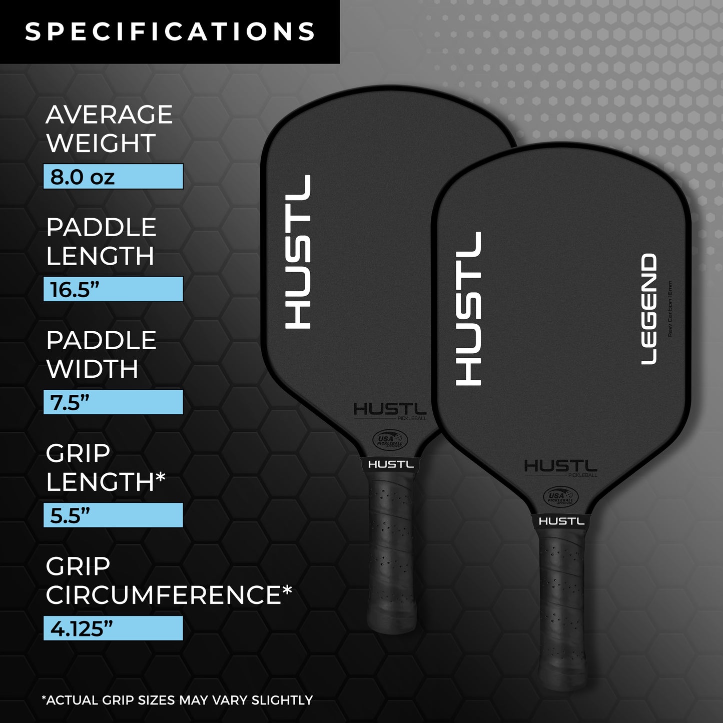 HUSTL Legend Raw Carbon 16mm WHITE EDGE, Includes FREE Cover, Cap & Eraser
